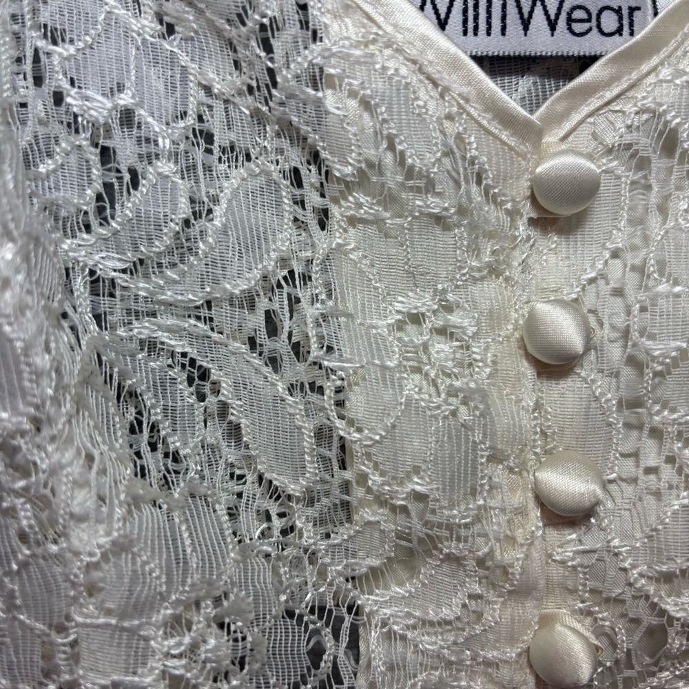 Vintage 90's Williwear Intimates Lace Crop Camisole M Ivory‎ Y2K Cochella Fairy - Picture 3 of 8